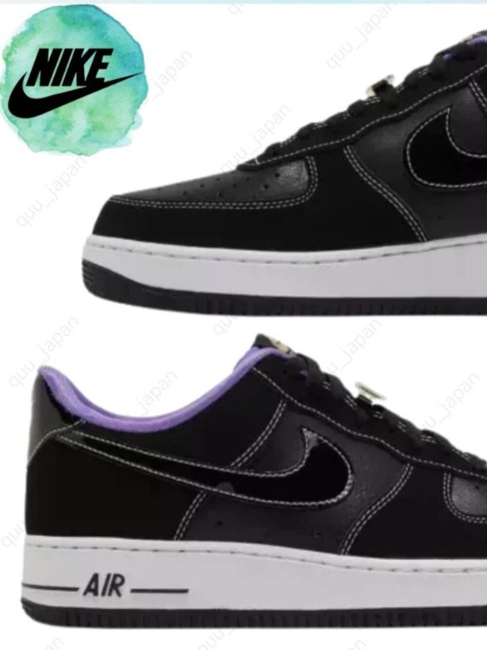 NIKE AIR FORCE 1 LOW '07 LV8 WORLD CHAMP DR9866-001 BLACK W/PURPLE MENS SIZE 9.5